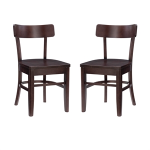 Linon Farren Solid Wood Set of Two Chairs in Brown
