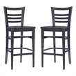 Linon Mabley Solid Wood Commercial Grade Set of Two Barstools in Brown
