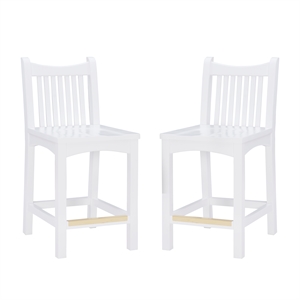 Linon Malvern Solid Wood Set of Two Counter Stools in White