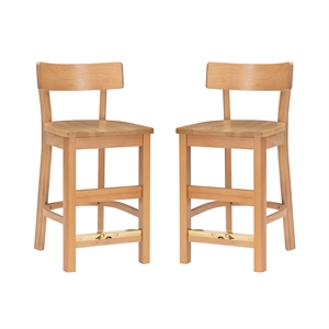 Linon Calton Solid Wood Set of Two Counter Stools in Natural