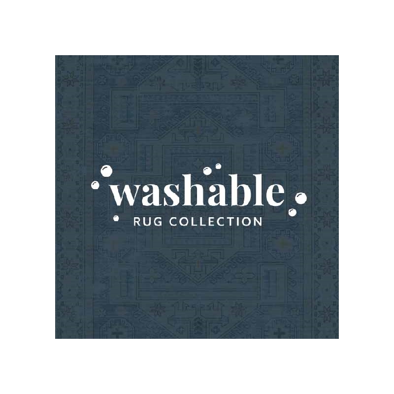 Linon Washable Kirby Polyester 3'x5' Rug in Gray