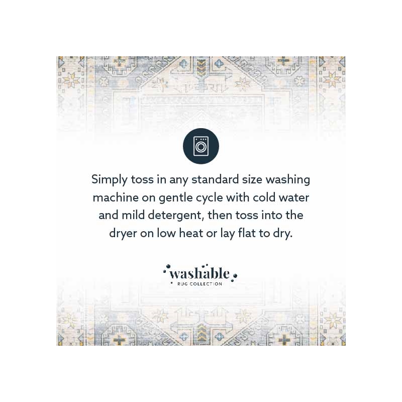 Linon Washable Kirby Polyester 3'x5' Rug in Gray