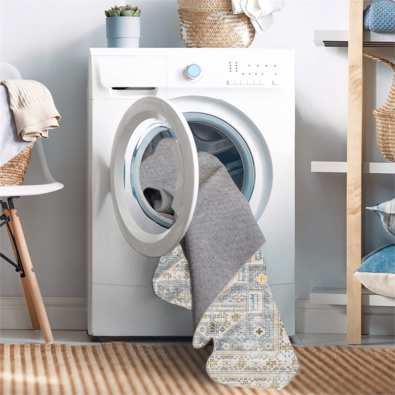 Linon Washable Kirby Polyester 3'x5' Rug in Gray