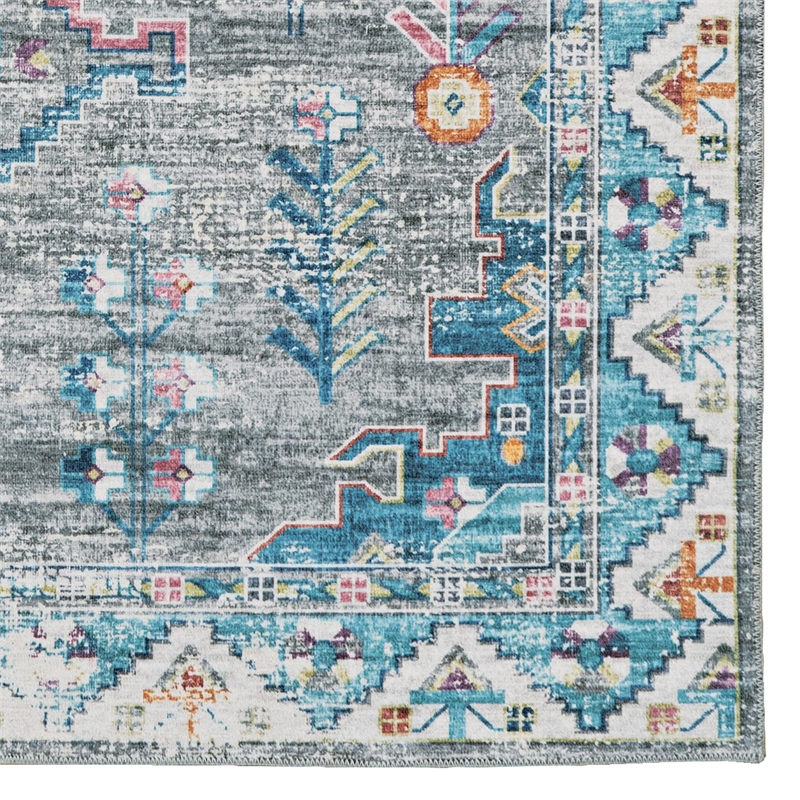 Linon Washable Wills Polyester 2'x3' Rug in Gray