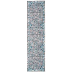 Linon Washable Wills Polyester 2'x8' Rug in Gray