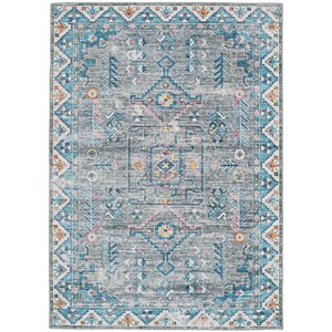 Linon Washable Wills Polyester 3'x5' Rug in Gray