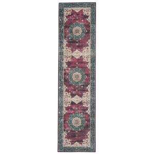 Linon Washable Adams Polyester 2'x8' Rug in Ivory