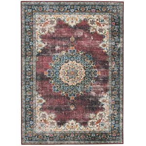 Linon Washable Adams Polyester 3'x5' Rug in Ivory