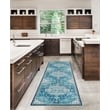 Linon Washable Madi Polyester 2'x8' Rug in Teal Blue