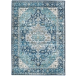Linon Washable Madi Polyester 5'x7' Rug in Teal Blue