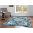 Linon Washable Madi Polyester 5'x7' Rug in Teal Blue