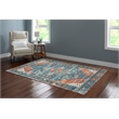 Linon Washable Langley Polyester 5'x7' Rug in Teal Blue