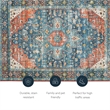 Linon Washable Langley Polyester 5'x7' Rug in Teal Blue