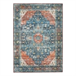 Linon Washable Langley Polyester 5'x7' Rug in Teal Blue