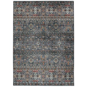 Linon Washable Buford Polyester 5'x7' Rug in Teal Blue