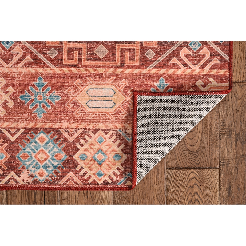 Linon Washable Colson Polyester 2'x3' Rug in Red