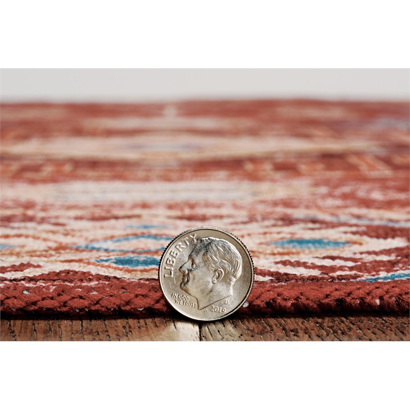 Linon Washable Colson Polyester 2'x3' Rug in Red