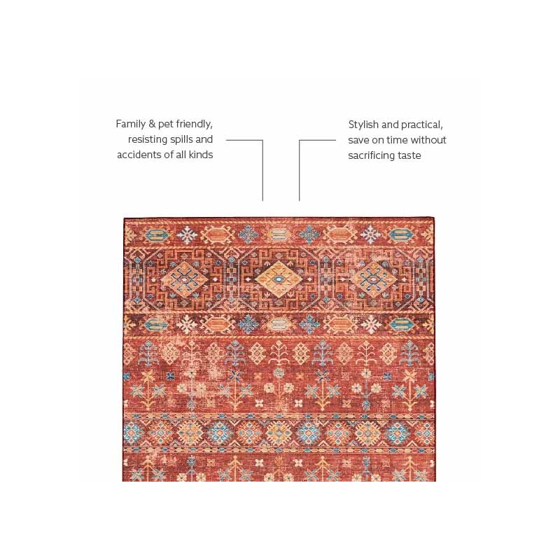 Linon Washable Colson Polyester 2'x8' Rug in Red