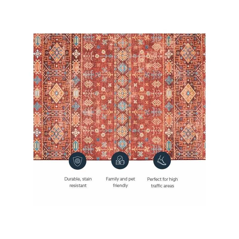 Linon Washable Colson Polyester 2'x8' Rug in Red