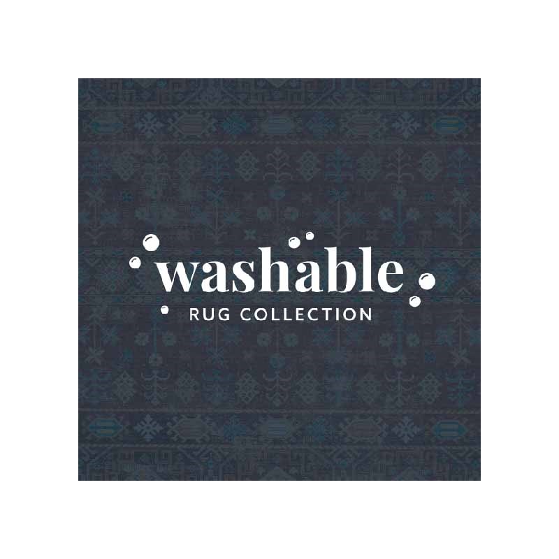 Linon Washable Colson Polyester 2'x8' Rug in Red