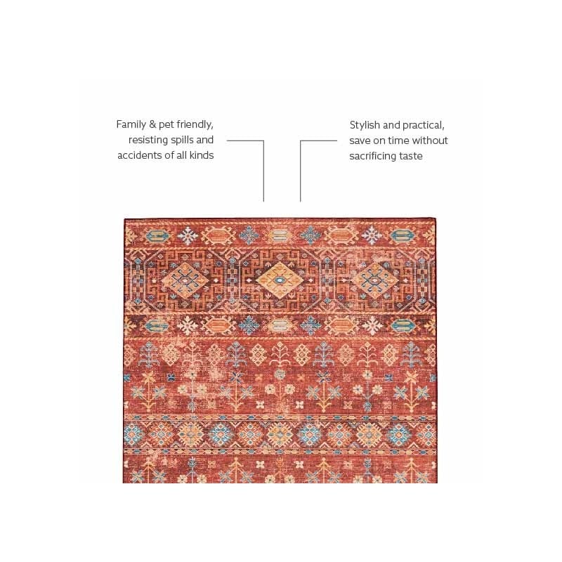 Linon Washable Colson Polyester 3'x5' Rug in Red
