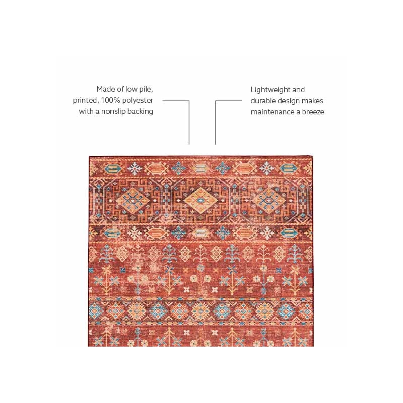 Linon Washable Colson Polyester 5'x7' Rug in Red