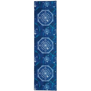 Linon Washable Declan Polyester 2'x8' Rug in Blue