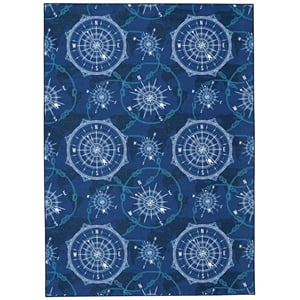 Linon Washable Declan Polyester 5'x7' Rug in Blue