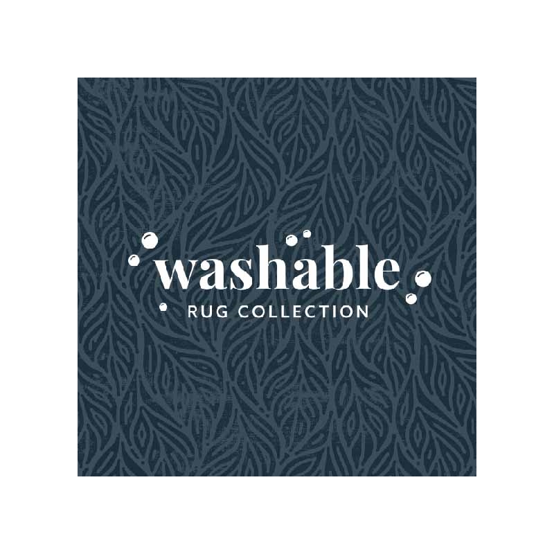 Linon Washable Kai Polyester 2'x8' Rug in Ivory and Black
