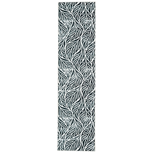 Linon Washable Kai Polyester 2'x8' Rug in Ivory and Black
