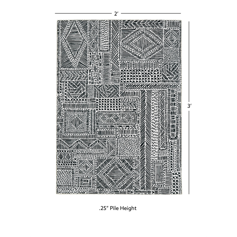 Linon Washable Kylen Polyester 2'x3' Rug in Ivory
