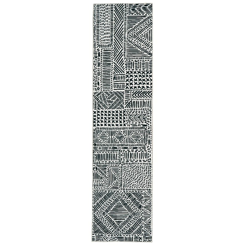 Linon Washable Kylen Polyester 2'x8' Rug in Ivory