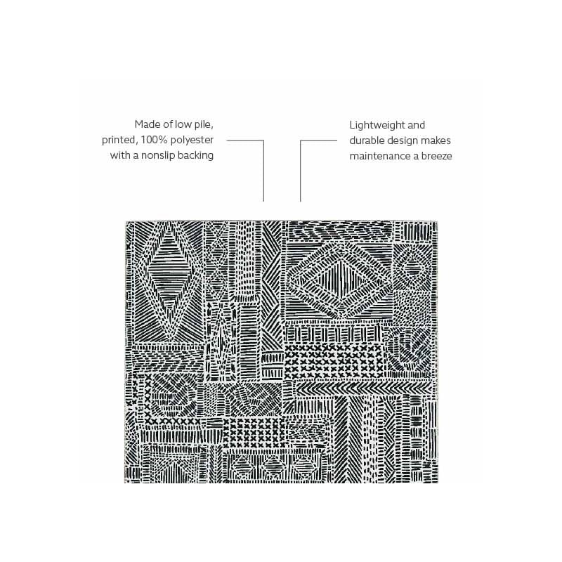 Linon Washable Kylen Polyester 2'x8' Rug in Ivory