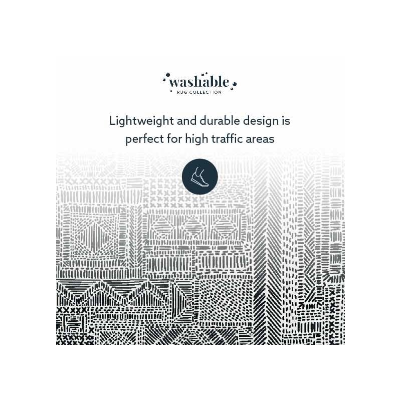 Linon Washable Kylen Polyester 2'x8' Rug in Ivory
