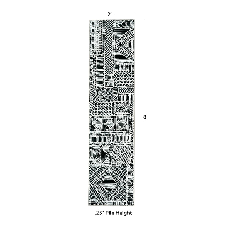 Linon Washable Kylen Polyester 2'x8' Rug in Ivory
