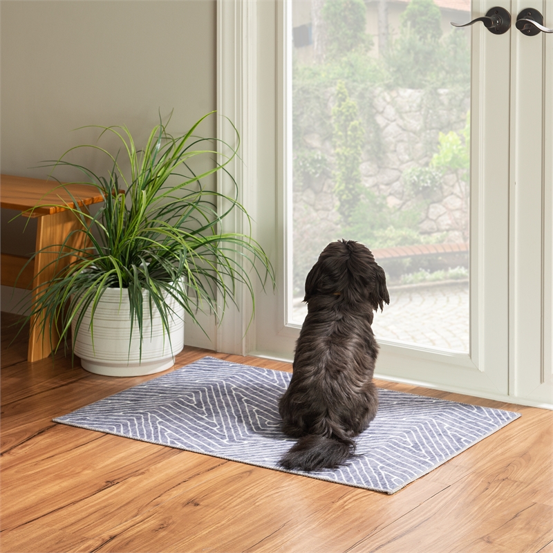 Linon Washable Lathan Polyester 2'x3' Rug in Gray