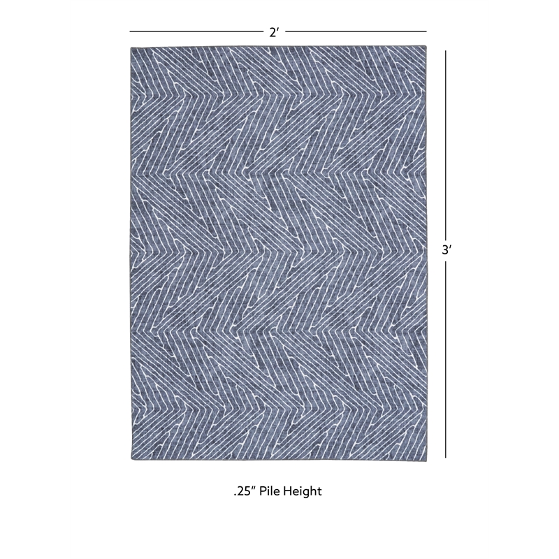 Linon Washable Lathan Polyester 2'x3' Rug in Gray