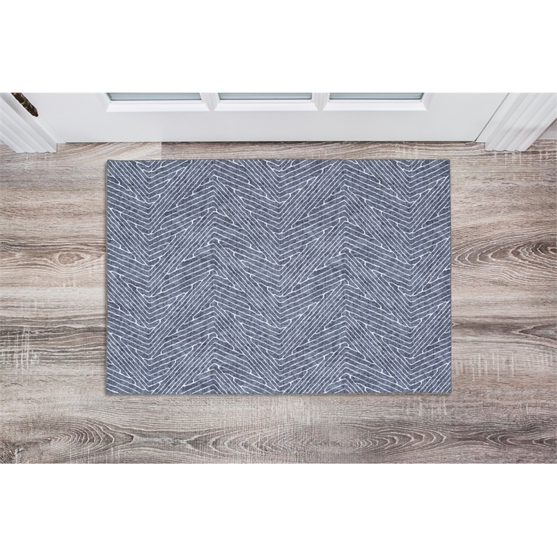 Linon Washable Lathan Polyester 2'x3' Rug in Gray