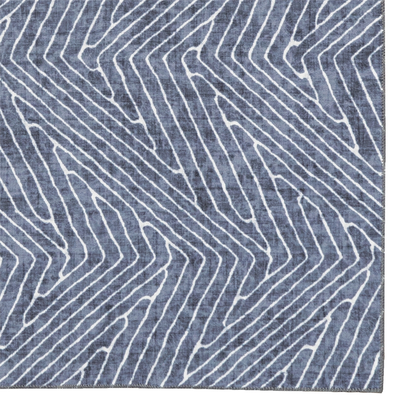 Linon Washable Lathan Polyester 3'x5' Rug in Gray