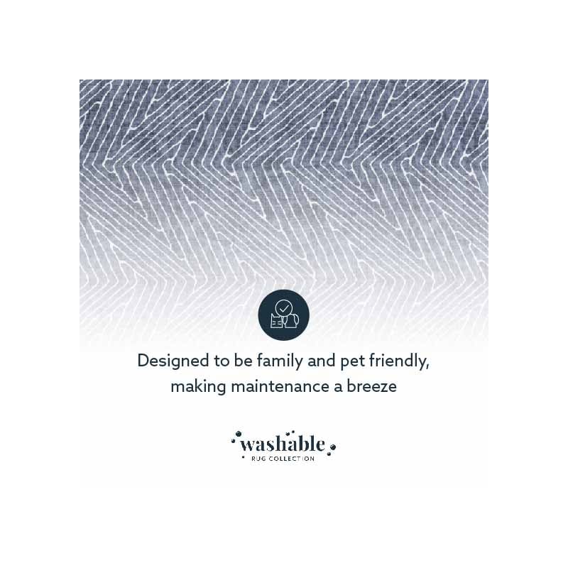 Linon Washable Lathan Polyester 5'x7' Rug in Gray