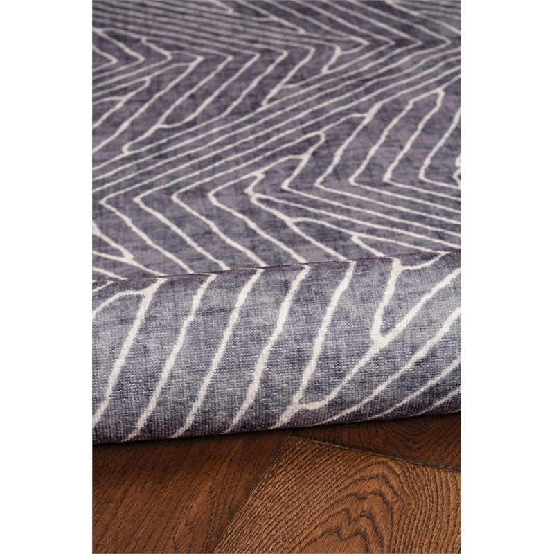 Linon Washable Lathan Polyester 5'x7' Rug in Gray
