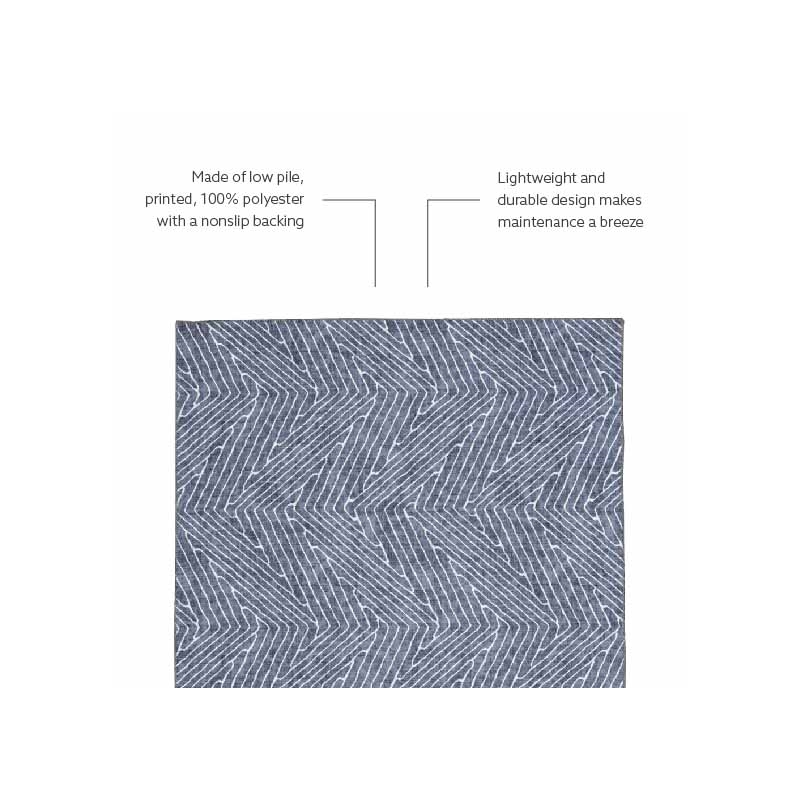 Linon Washable Lathan Polyester 5'x7' Rug in Gray