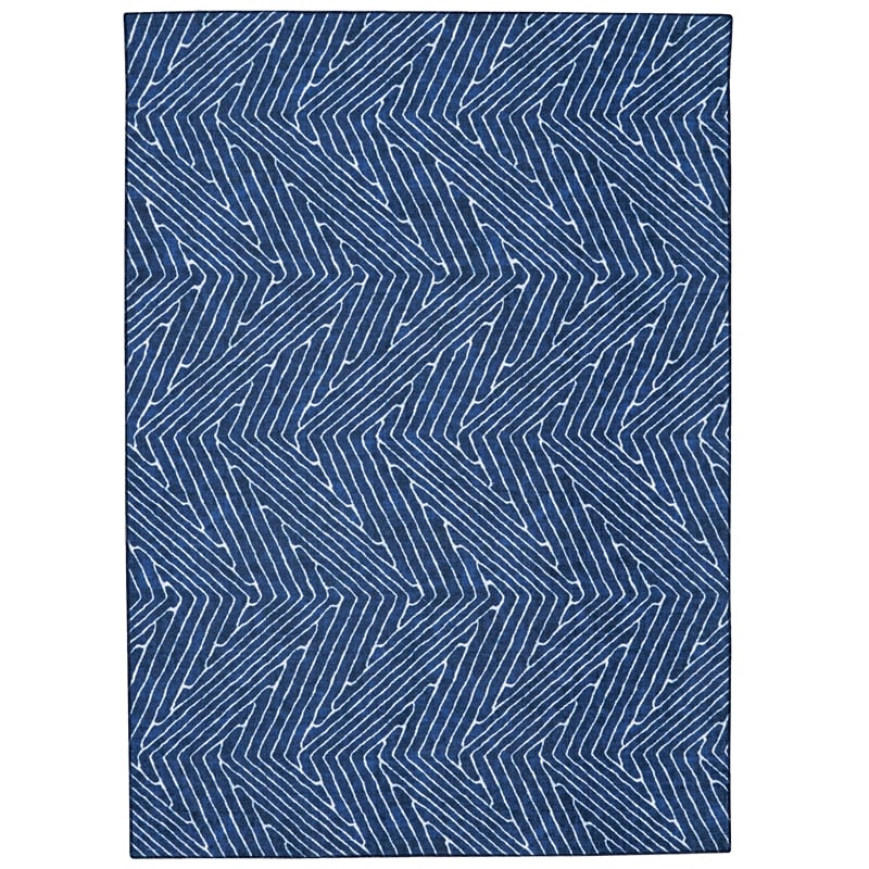Linon Washable Lathan Polyester 2'x3' Rug in Blue
