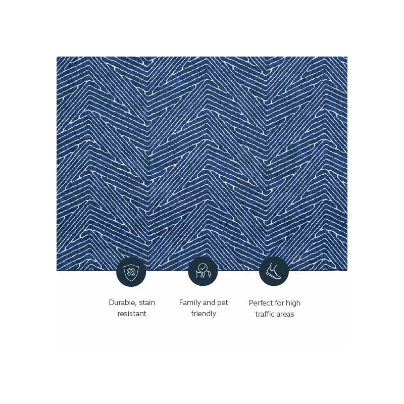 Linon Washable Lathan Polyester 2'x3' Rug in Blue