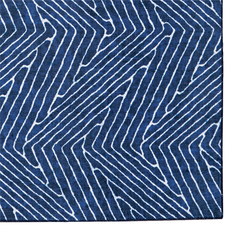 Linon Washable Lathan Polyester 2'x3' Rug in Blue