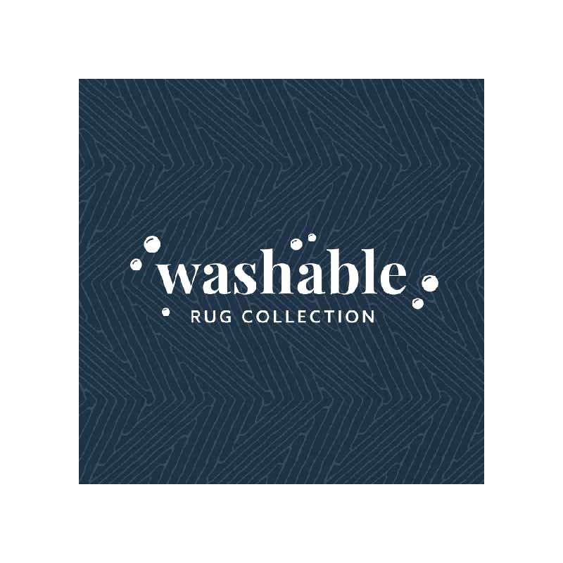 Linon Washable Lathan Polyester 2'x8' Rug in Blue