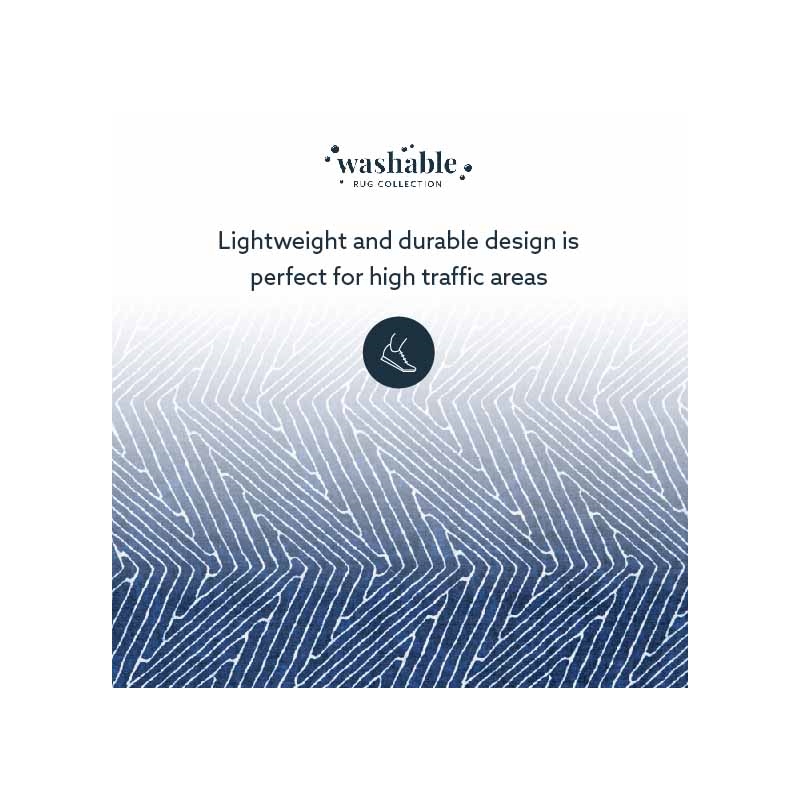 Linon Washable Lathan Polyester 2'x8' Rug in Blue