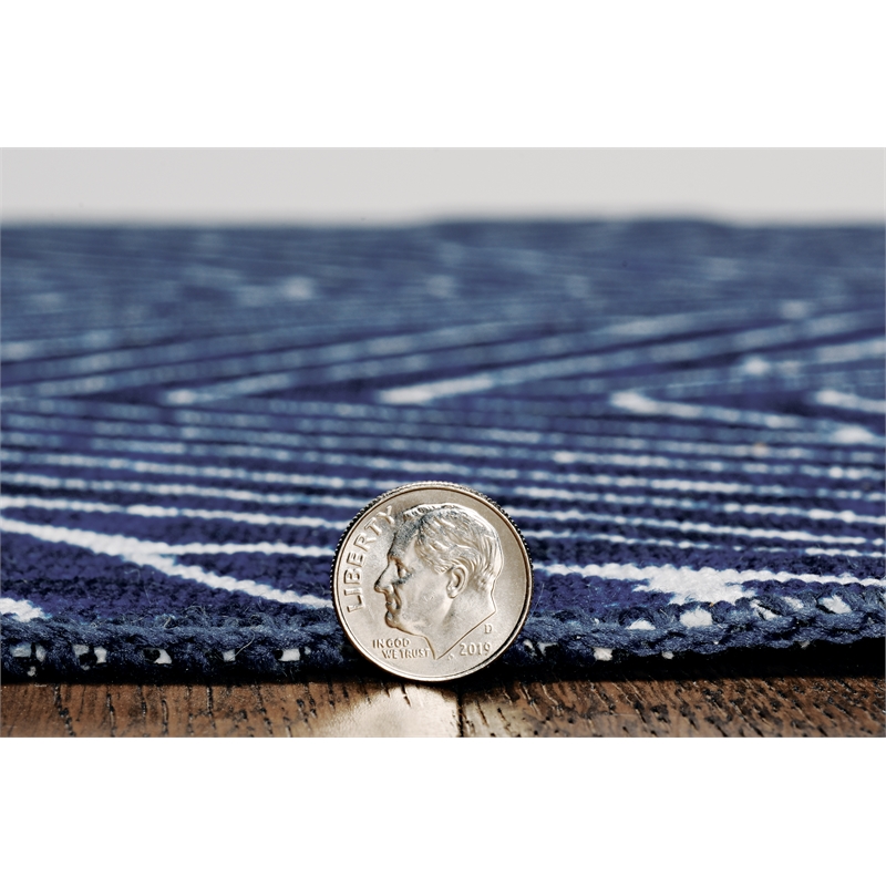 Linon Washable Lathan Polyester 2'x8' Rug in Blue
