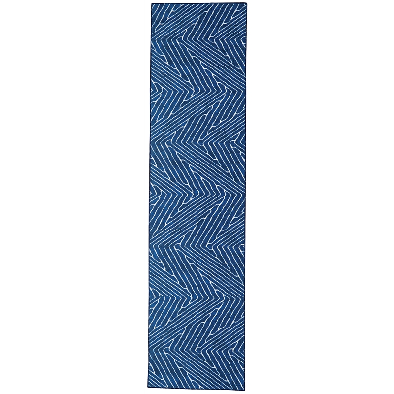 Linon Washable Lathan Polyester 2'x8' Rug in Blue