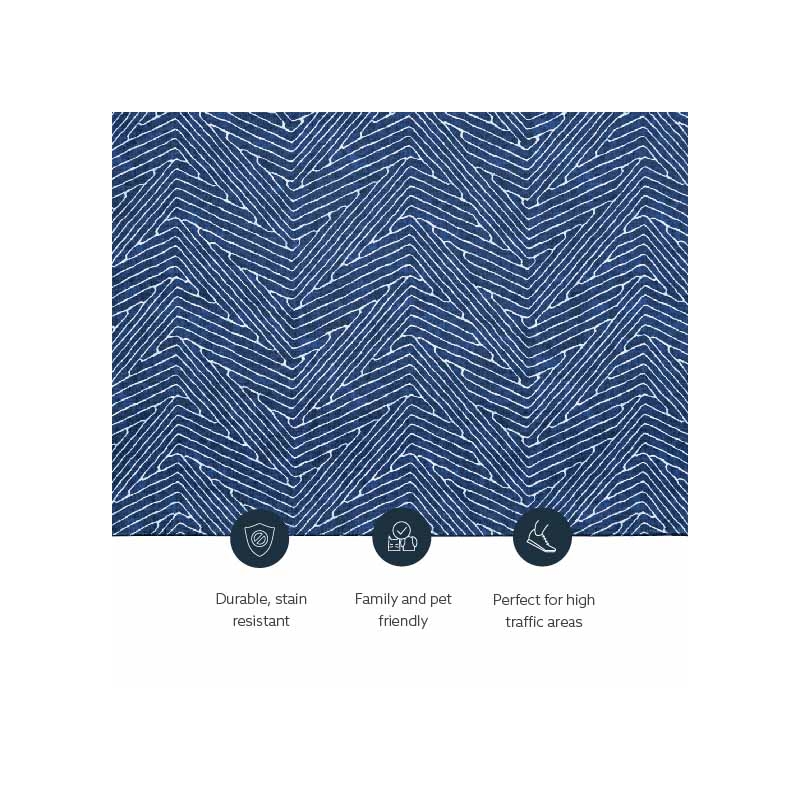 Linon Washable Lathan Polyester 3'x5' Rug in Blue